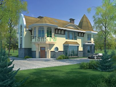 Двухэтажный дом из кирпича с мансардой по проекту 34-47