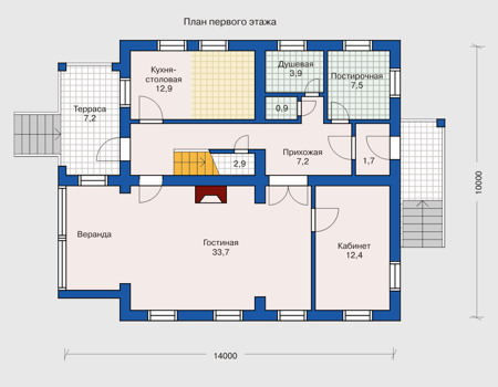 Планировка первого этажа :: Проект деревянного дома 10-29