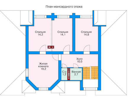 Планировка мансардного этажа :: Проект деревянного дома 11-31