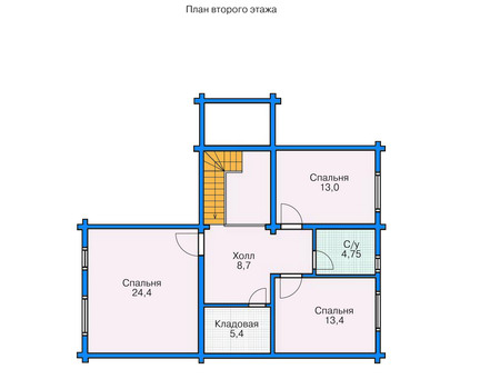 Планировка второго этажа :: Проект деревянного дома 11-77