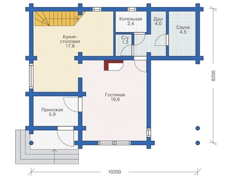 Планировка первого этажа :: Проект деревянного дома 12-30