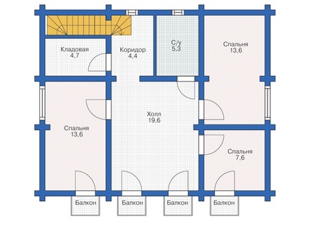 Планировка мансардного этажа :: Проект деревянного дома 12-30