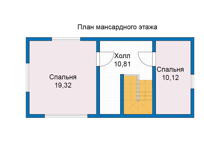 Планировка мансардного этажа :: Проект деревянного дома 12-95