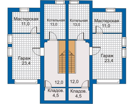 Планировка цокольного этажа :: Проект дома из кирпича 30-44