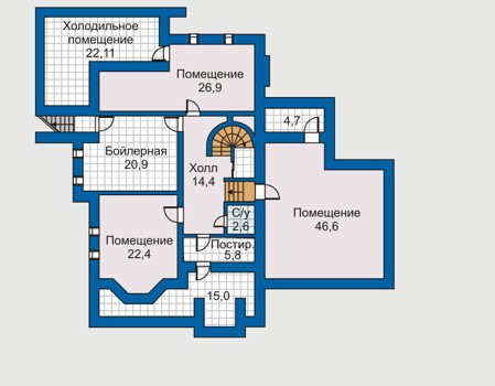 Планировка цокольного этажа :: Проект дома из кирпича 30-56