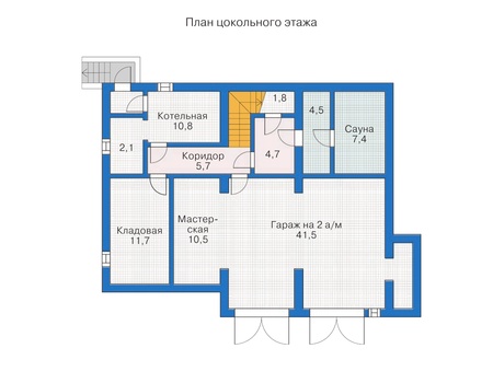 Планировка цокольного этажа :: Проект дома из кирпича 32-07