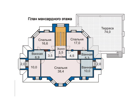 План мансардного этажа :: Проект 33-26