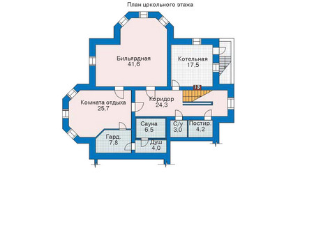Планировка цокольного этажа :: Проект дома из кирпича 35-36