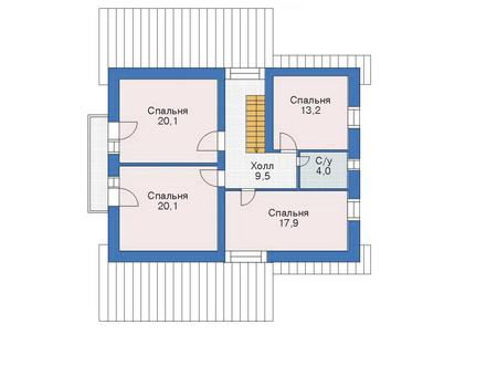 Планировка мансардного этажа :: Проект дома из кирпича 35-46