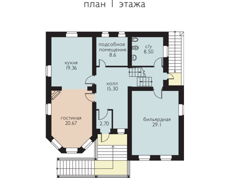 Планировка первого этажа :: Проект дома из кирпича 35-61