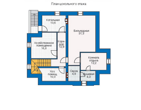 Планировка цокольного этажа :: Проект дома из кирпича 35-63