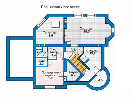 Планировка цокольного этажа :: Проект дома из кирпича 35-86