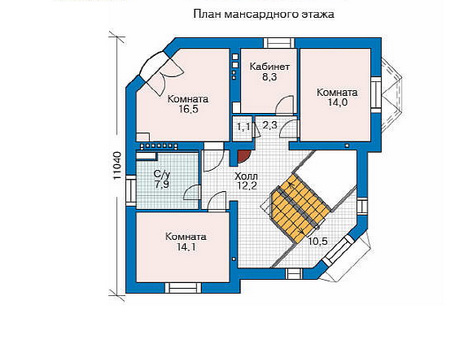 Планировка мансардного этажа :: Проект дома из кирпича 35-86