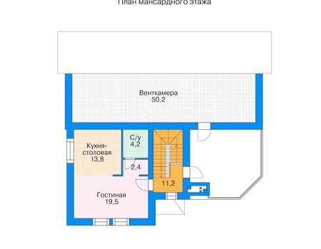 Планировка мансардного этажа :: Проект дома из кирпича 35-97