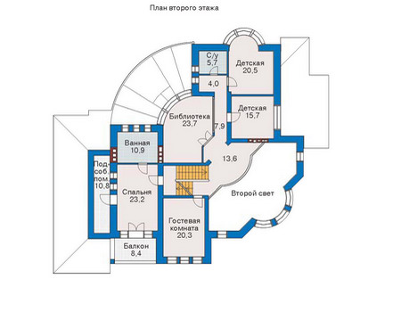 Планировка второго этажа :: Проект дома из кирпича 36-18