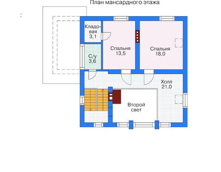 Планировка мансардного этажа :: Проект дома из кирпича 36-26