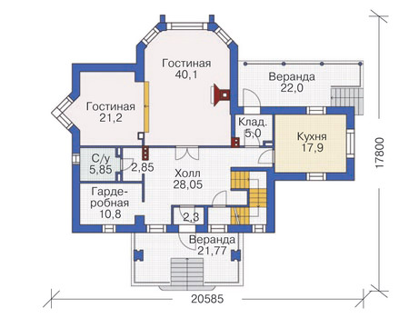 Планировка первого этажа :: Проект дома из кирпича 36-37