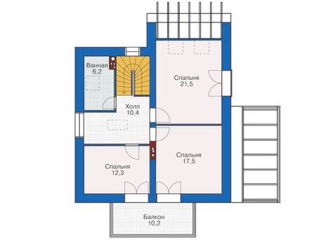 Планировка второго этажа :: Проект дома из кирпича 36-84