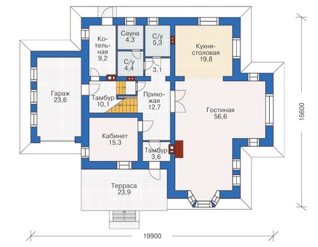 Планировка первого этажа :: Проект дома из кирпича 37-00
