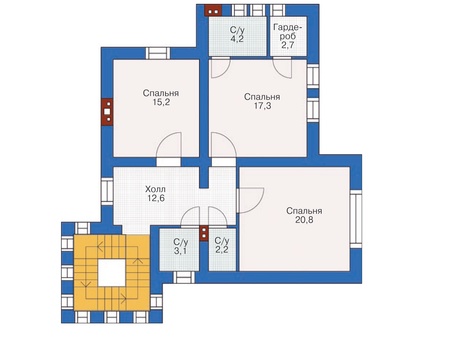 Планировка второго этажа :: Проект дома из кирпича 37-14