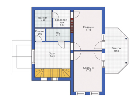 Планировка мансардного этажа :: Проект дома из кирпича 37-37
