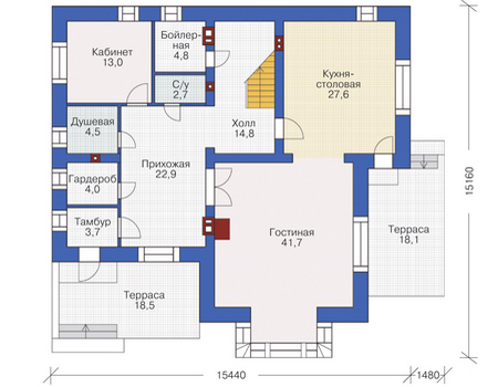 Планировка первого этажа :: Проект дома из кирпича 37-43