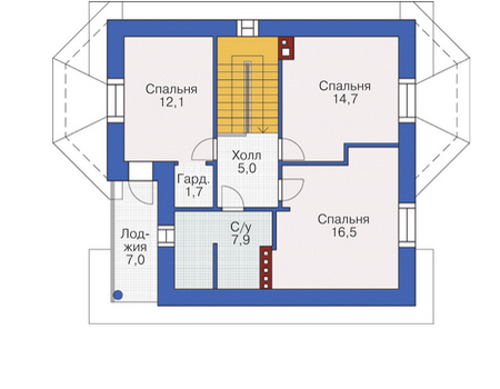 Планировка мансардного этажа :: Проект дома из кирпича 37-58