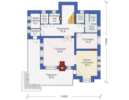 Планировка первого этажа :: Проект дома из кирпича 37-75