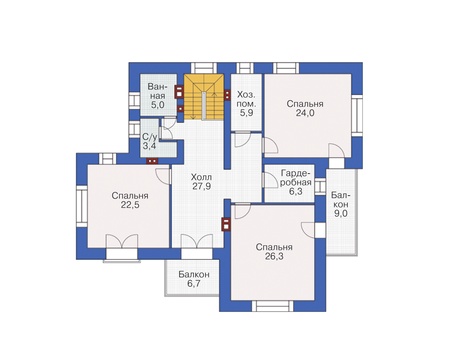 Планировка второго этажа :: Проект дома из кирпича 37-81