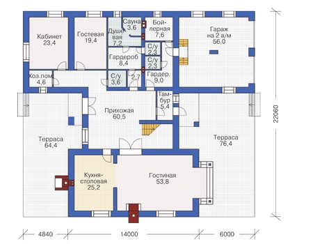 Планировка первого этажа :: Проект дома из кирпича 37-85