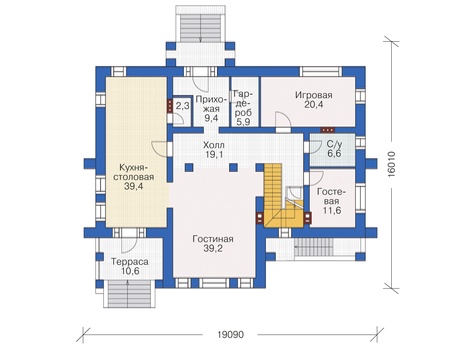 Планировка первого этажа :: Проект дома из кирпича 37-86