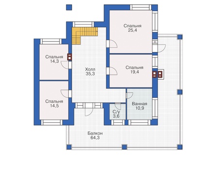 Планировка второго этажа :: Проект дома из кирпича 37-89