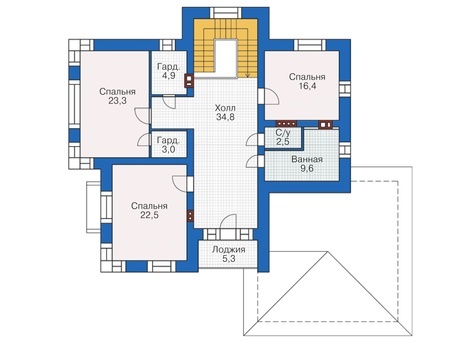 Планировка второго этажа :: Проект дома из кирпича 38-19