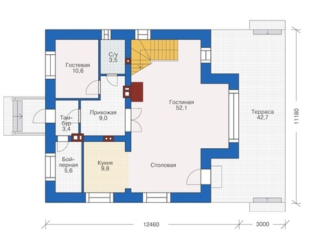 Планировка первого этажа :: Проект дома из кирпича 38-44