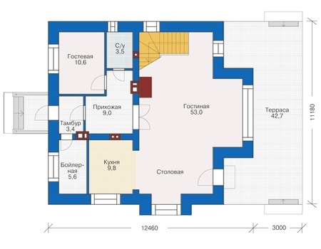 Планировка первого этажа :: Проект дома из кирпича 38-45