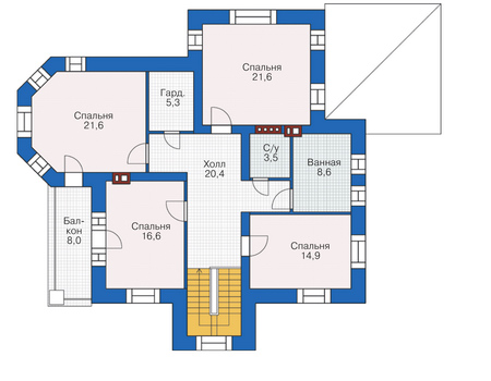 Планировка второго этажа :: Проект дома из кирпича 38-66