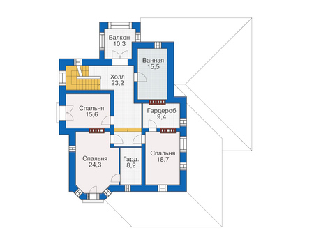Планировка второго этажа :: Проект дома из кирпича 38-70