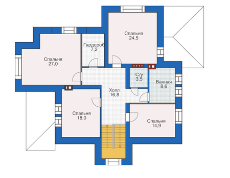 Планировка мансардного этажа :: Проект дома из кирпича 38-73