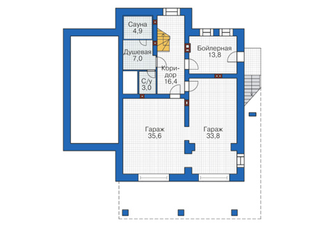 Планировка цокольного этажа :: Проект дома из кирпича 38-82