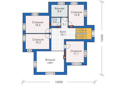 Планировка второго этажа :: Проект дома из кирпича 38-85