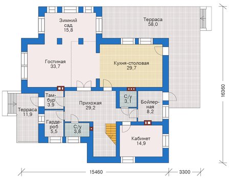 Планировка первого этажа :: Проект дома из кирпича 39-02