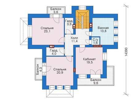 Планировка второго этажа :: Проект дома из кирпича 39-11