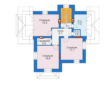 Планировка мансардного этажа :: Проект дома из кирпича 39-11