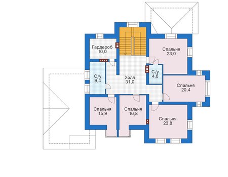 Планировка мансардного этажа :: Проект дома из кирпича 39-17