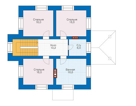Планировка второго этажа :: Проект дома из кирпича 39-29