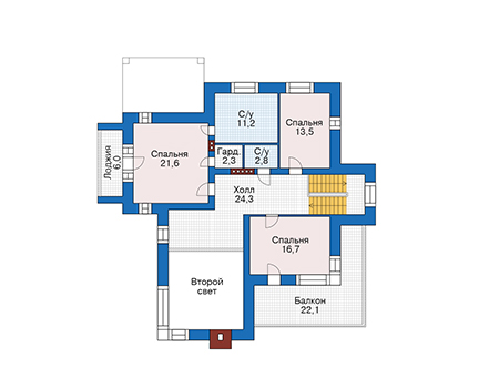 Планировка второго этажа :: Проект дома из кирпича 39-33