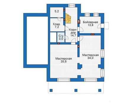 Планировка цокольного этажа :: Проект дома из кирпича 39-50