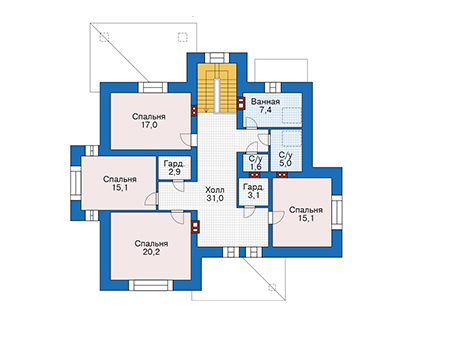 Планировка мансардного этажа :: Проект дома из кирпича 40-00