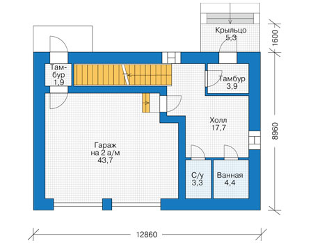 Планировка первого этажа :: Проект дома из кирпича 40-20
