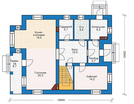 Планировка первого этажа :: Проект дома из кирпича 40-73
